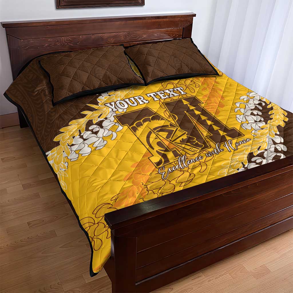Personalized Mililani Hawaii High School Quilt Bed Set Puakenikeni Lei Hawaiian Pattern - Polynesian Pride