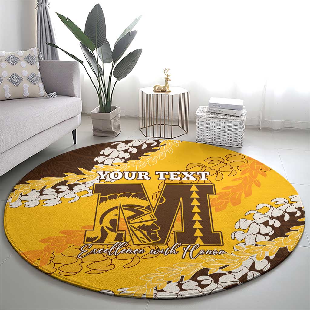 Personalized Mililani Hawaii High School Round Carpet Puakenikeni Lei Hawaiian Pattern - Polynesian Pride