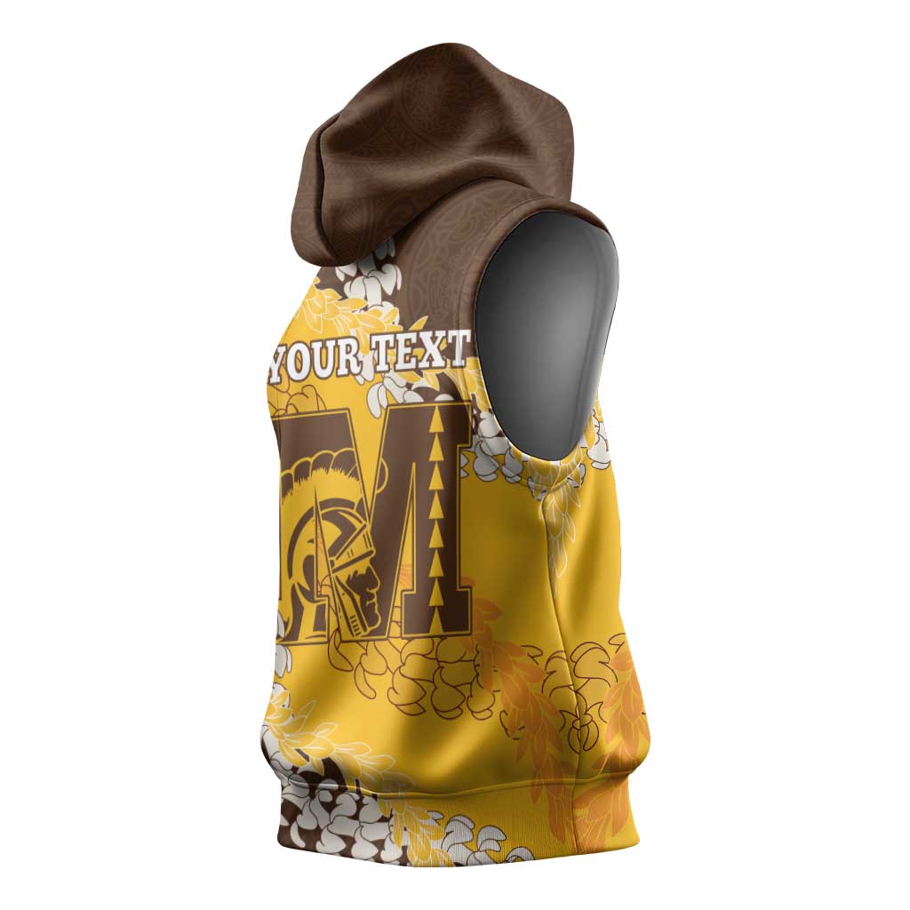 Personalized Mililani Hawaii High School Sleeveless Hoodie Puakenikeni Lei Hawaiian Pattern LT14 - Polynesian Pride