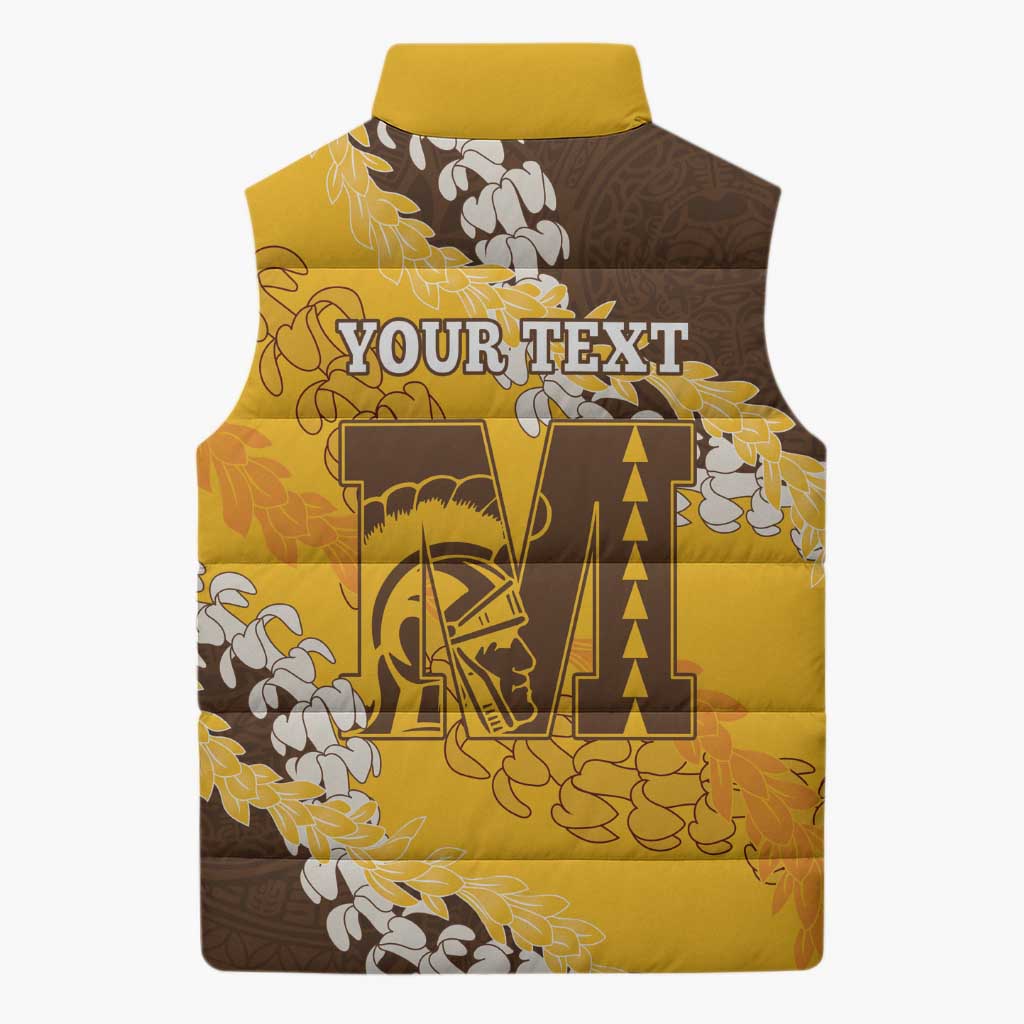 Personalized Mililani Hawaii High School Sleeveless Puffer Jacket Puakenikeni Lei Hawaiian Pattern LT14 - Polynesian Pride