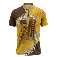 Personalized Mililani Hawaii High School Zipper Polo Shirt Puakenikeni Lei Hawaiian Pattern LT14 Yellow - Polynesian Pride