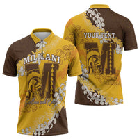 Personalized Mililani Hawaii High School Zipper Polo Shirt Puakenikeni Lei Hawaiian Pattern LT14 - Polynesian Pride