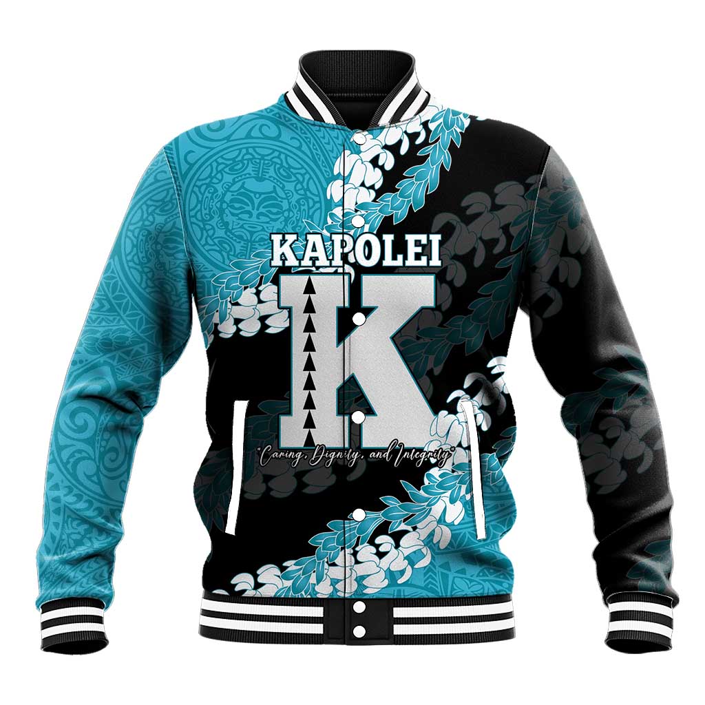 Personalized Kapolei Hawaii High School Baseball Jacket Puakenikeni Lei Hawaiian Pattern LT14 Unisex Teal - Polynesian Pride