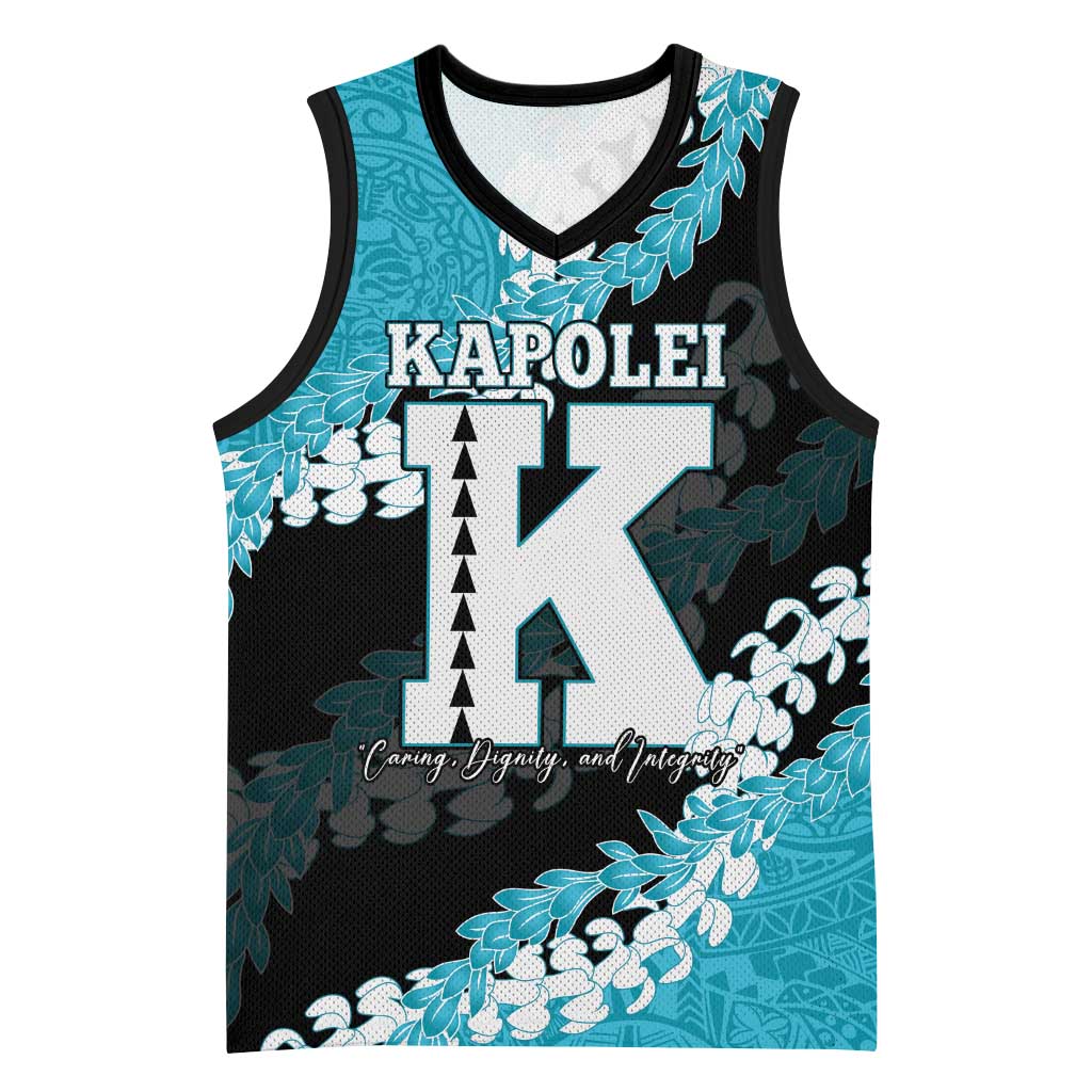 Personalized Kapolei Hawaii High School Basketball Jersey Puakenikeni Lei Hawaiian Pattern LT14 Unisex Teal - Polynesian Pride