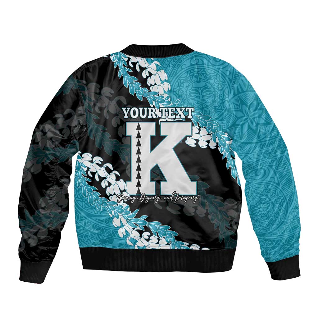 Personalized Kapolei Hawaii High School Bomber Jacket Puakenikeni Lei Hawaiian Pattern - Polynesian Pride