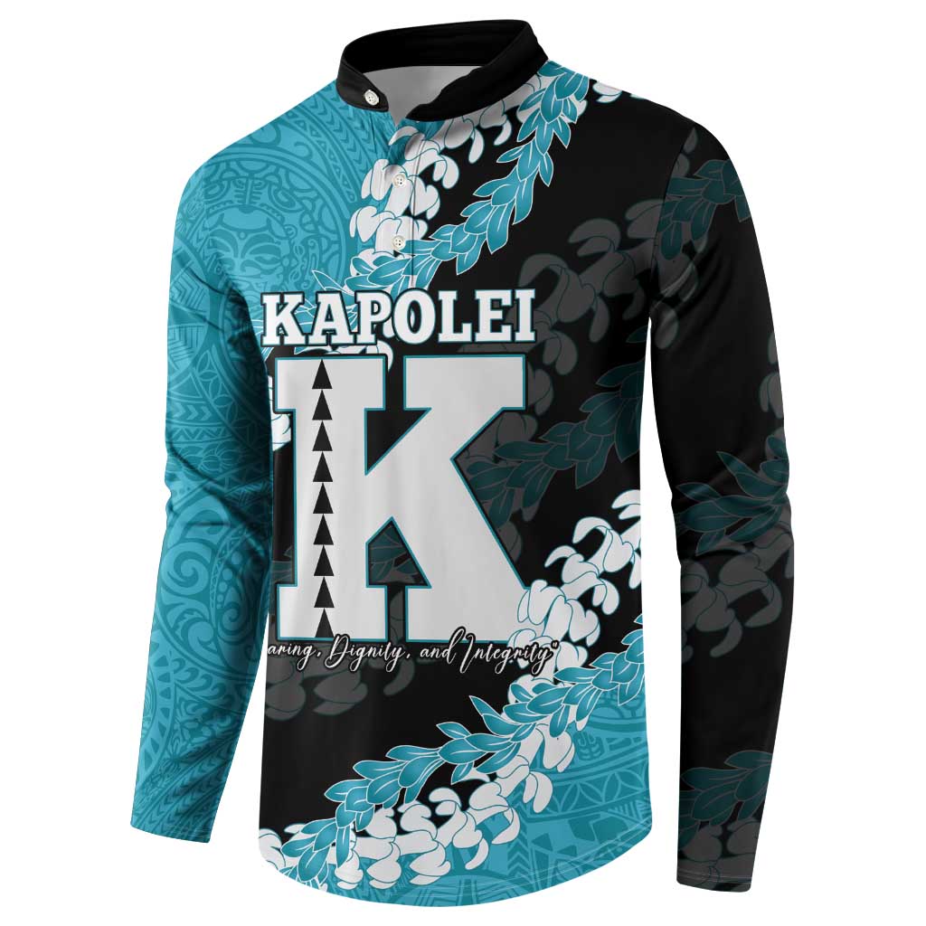 Personalized Kapolei Hawaii High School Button Sweatshirt Puakenikeni Lei Hawaiian Pattern LT14 - Polynesian Pride