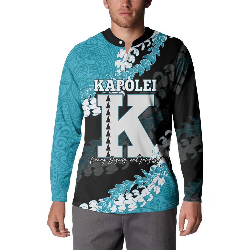 Personalized Kapolei Hawaii High School Button Sweatshirt Puakenikeni Lei Hawaiian Pattern LT14 - Polynesian Pride