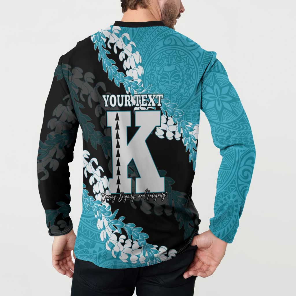Personalized Kapolei Hawaii High School Button Sweatshirt Puakenikeni Lei Hawaiian Pattern LT14 - Polynesian Pride