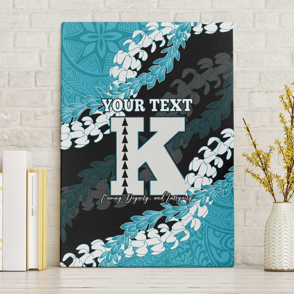 Personalized Kapolei Hawaii High School Canvas Wall Art Puakenikeni Lei Hawaiian Pattern LT14 Without Frame Teal - Polynesian Pride