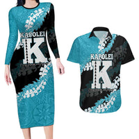Personalized Kapolei Hawaii High School Couples Matching Long Sleeve Bodycon Dress and Hawaiian Shirt Puakenikeni Lei Hawaiian Pattern - Polynesian Pride