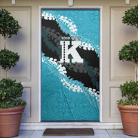 Personalized Kapolei Hawaii High School Door Cover Puakenikeni Lei Hawaiian Pattern LT14 Teal - Polynesian Pride