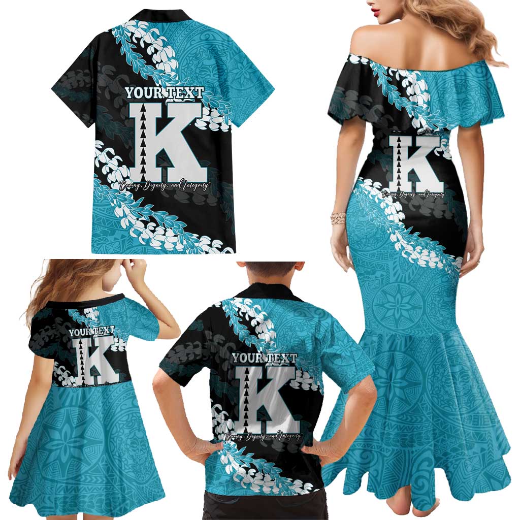 Personalized Kapolei Hawaii High School Family Matching Mermaid Dress and Hawaiian Shirt Puakenikeni Lei Hawaiian Pattern - Polynesian Pride