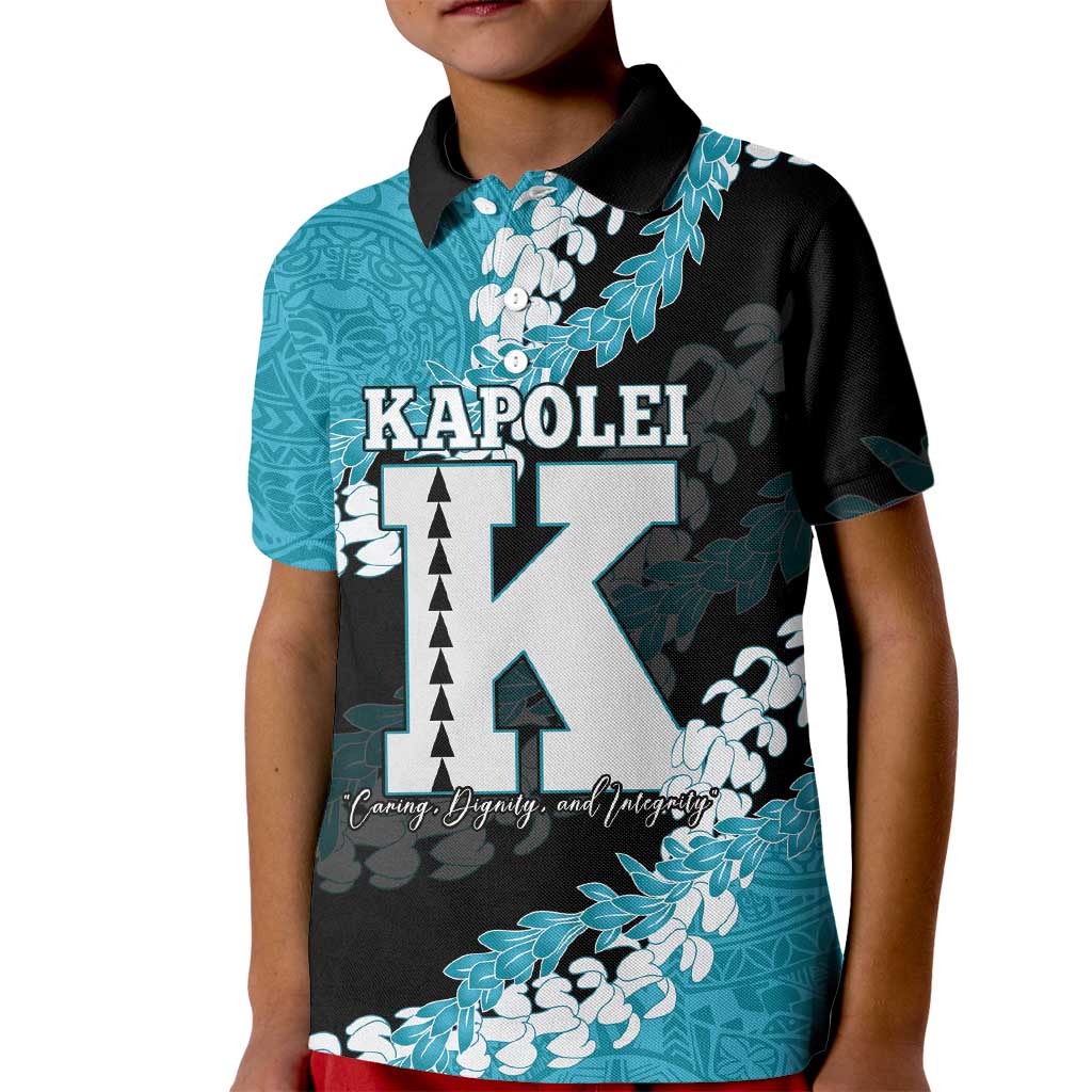 Personalized Kapolei Hawaii High School Kid Polo Shirt Puakenikeni Lei Hawaiian Pattern LT14 Kid Teal - Polynesian Pride