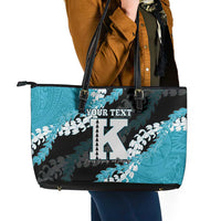 Personalized Kapolei Hawaii High School Leather Tote Bag Puakenikeni Lei Hawaiian Pattern - Polynesian Pride
