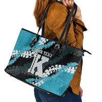 Personalized Kapolei Hawaii High School Leather Tote Bag Puakenikeni Lei Hawaiian Pattern - Polynesian Pride
