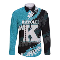 Personalized Kapolei Hawaii High School Long Sleeve Button Shirt Puakenikeni Lei Hawaiian Pattern LT14 Unisex Teal - Polynesian Pride