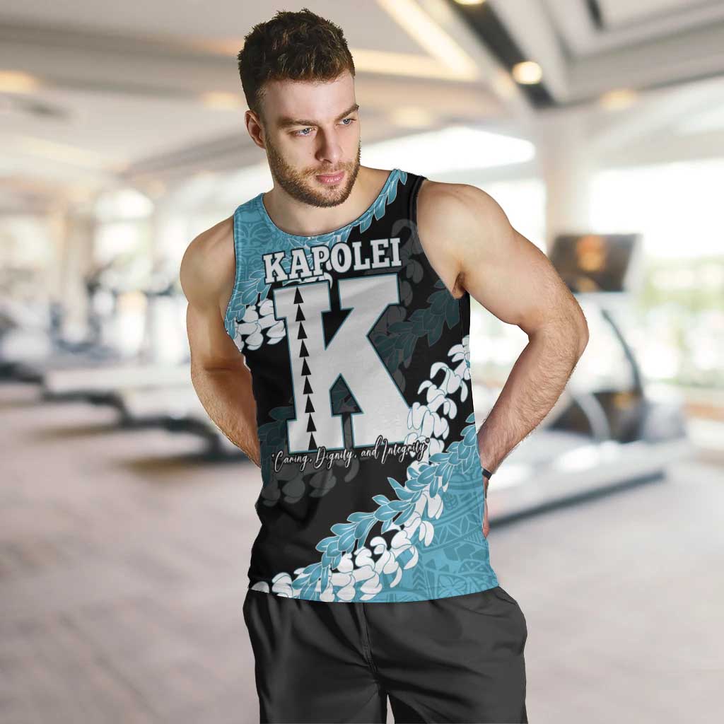 Personalized Kapolei Hawaii High School Men Tank Top Puakenikeni Lei Hawaiian Pattern LT14 Teal - Polynesian Pride