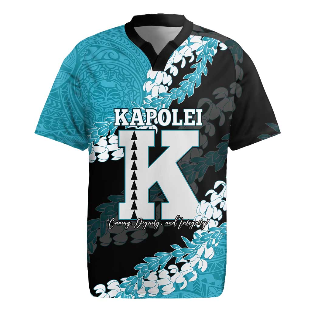 Personalized Kapolei Hawaii High School Rugby Jersey Puakenikeni Lei Hawaiian Pattern LT14 Teal - Polynesian Pride