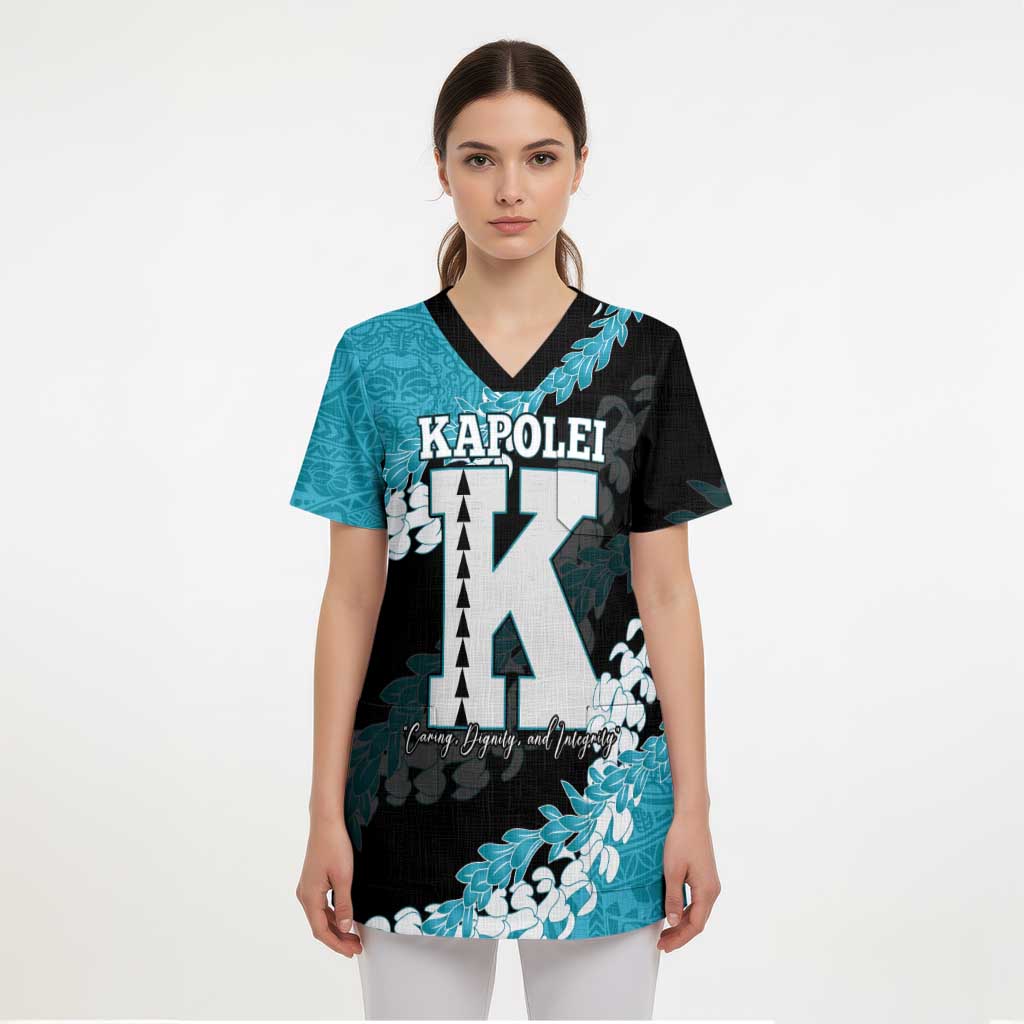 Personalized Kapolei Hawaii High School Scrub Top Puakenikeni Lei Hawaiian Pattern LT14 - Polynesian Pride