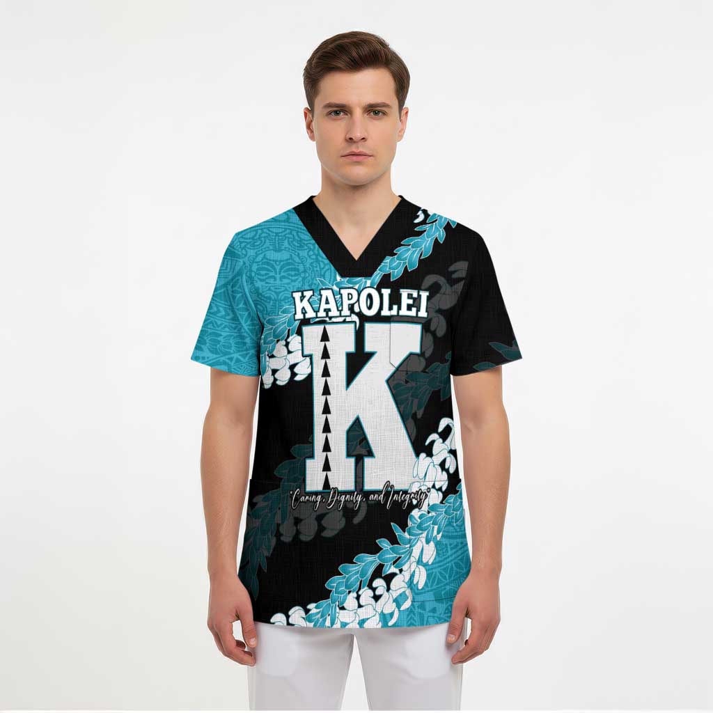 Personalized Kapolei Hawaii High School Scrub Top Puakenikeni Lei Hawaiian Pattern LT14 - Polynesian Pride