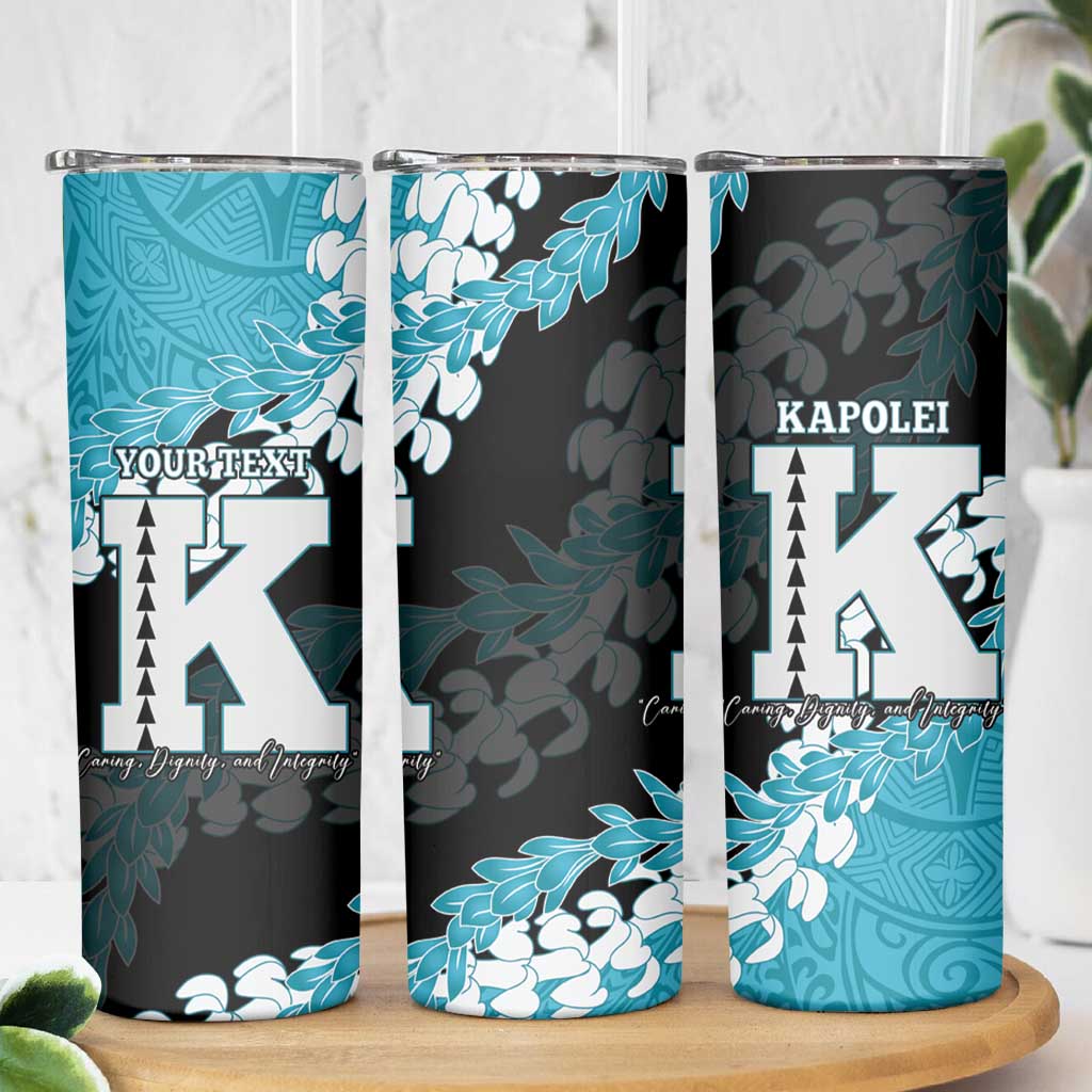 Personalized Kapolei Hawaii High School Skinny Tumbler Puakenikeni Lei Hawaiian Pattern LT14 - Polynesian Pride