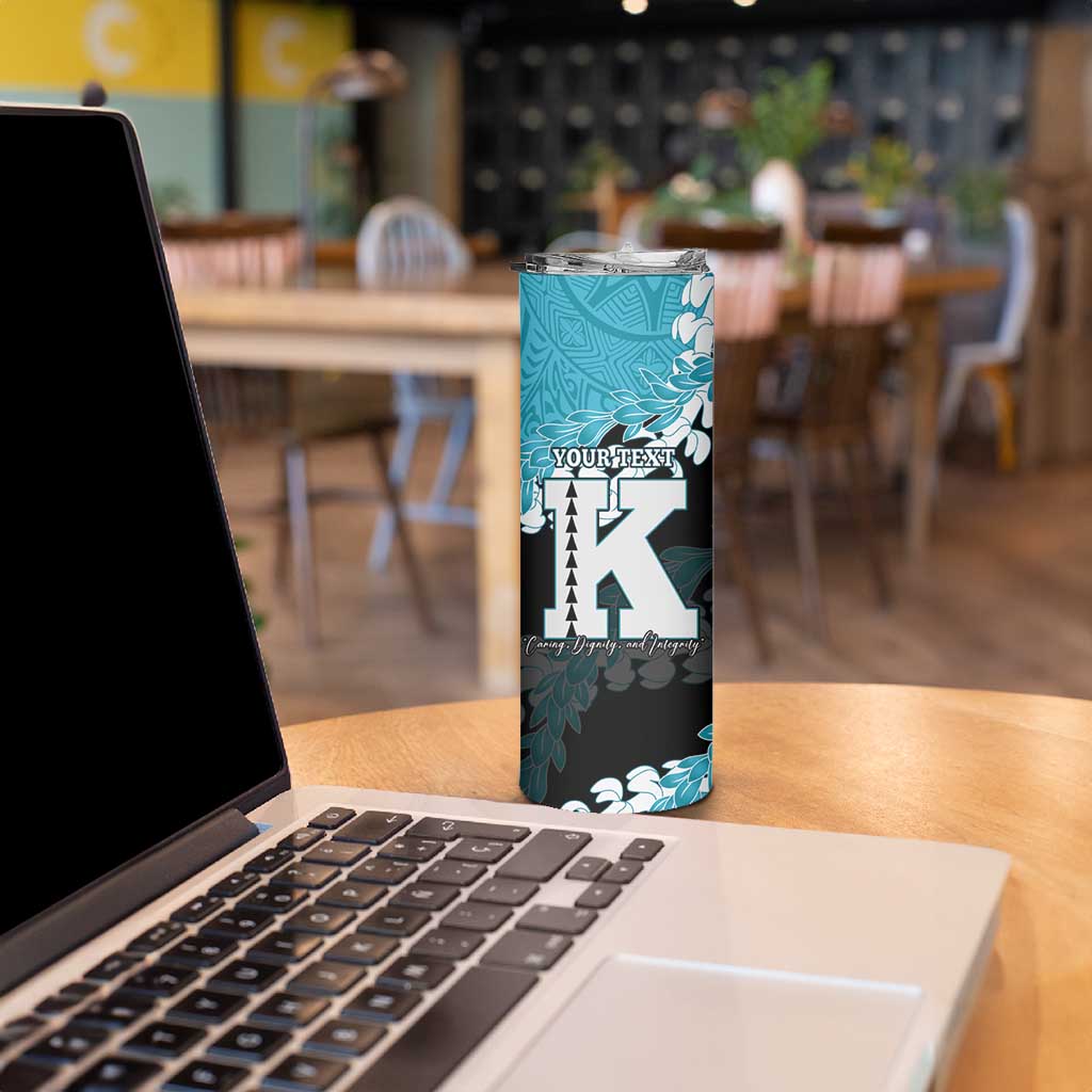 Personalized Kapolei Hawaii High School Skinny Tumbler Puakenikeni Lei Hawaiian Pattern LT14 - Polynesian Pride