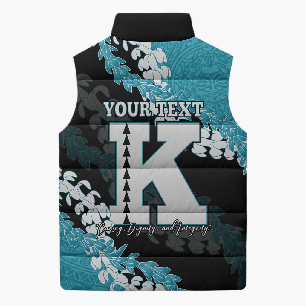 Personalized Kapolei Hawaii High School Sleeveless Puffer Jacket Puakenikeni Lei Hawaiian Pattern LT14 - Polynesian Pride