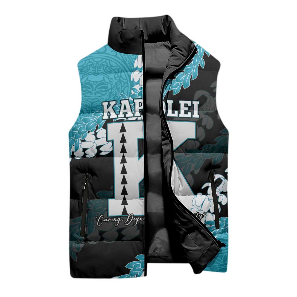 Personalized Kapolei Hawaii High School Sleeveless Puffer Jacket Puakenikeni Lei Hawaiian Pattern LT14 - Polynesian Pride