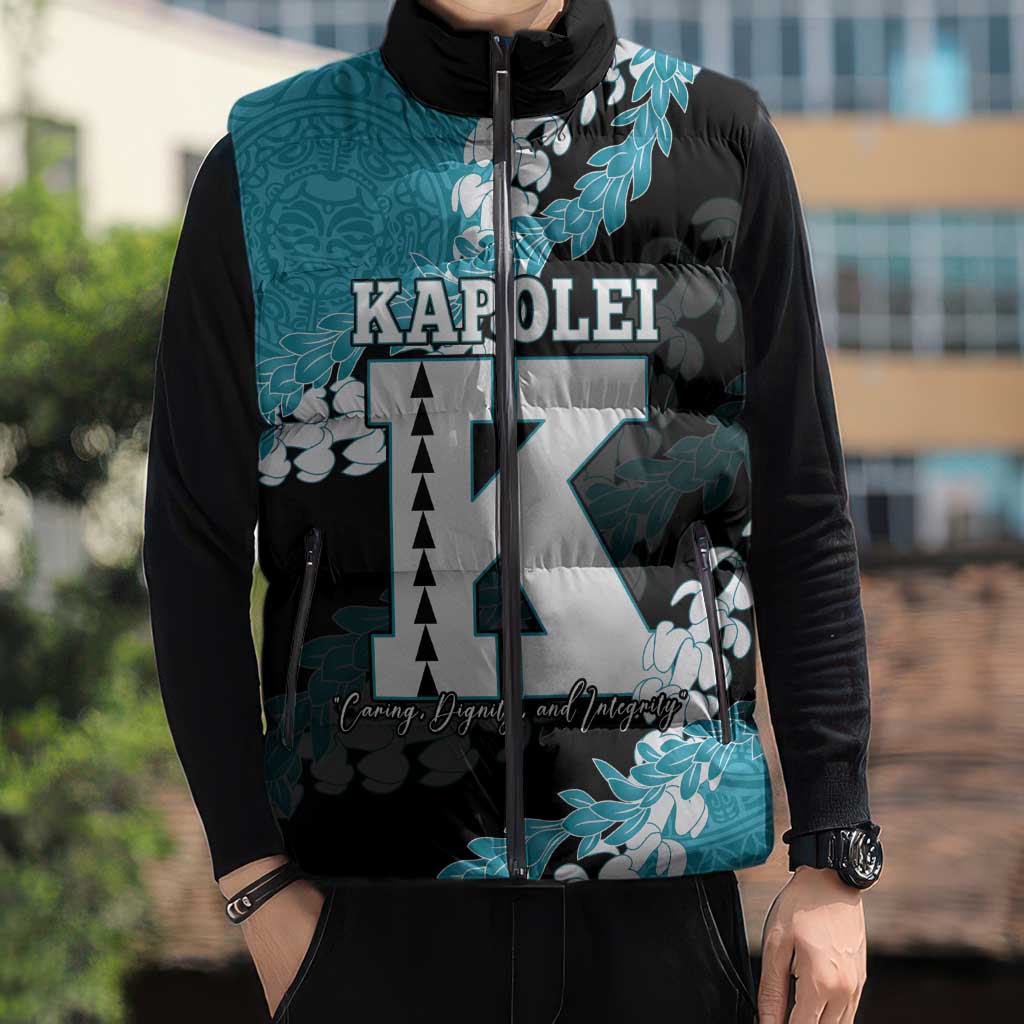 Personalized Kapolei Hawaii High School Sleeveless Puffer Jacket Puakenikeni Lei Hawaiian Pattern LT14 - Polynesian Pride