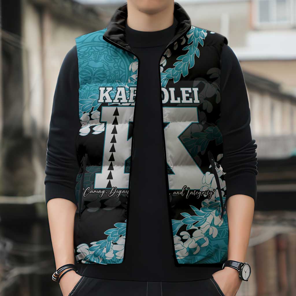 Personalized Kapolei Hawaii High School Sleeveless Puffer Jacket Puakenikeni Lei Hawaiian Pattern LT14 - Polynesian Pride