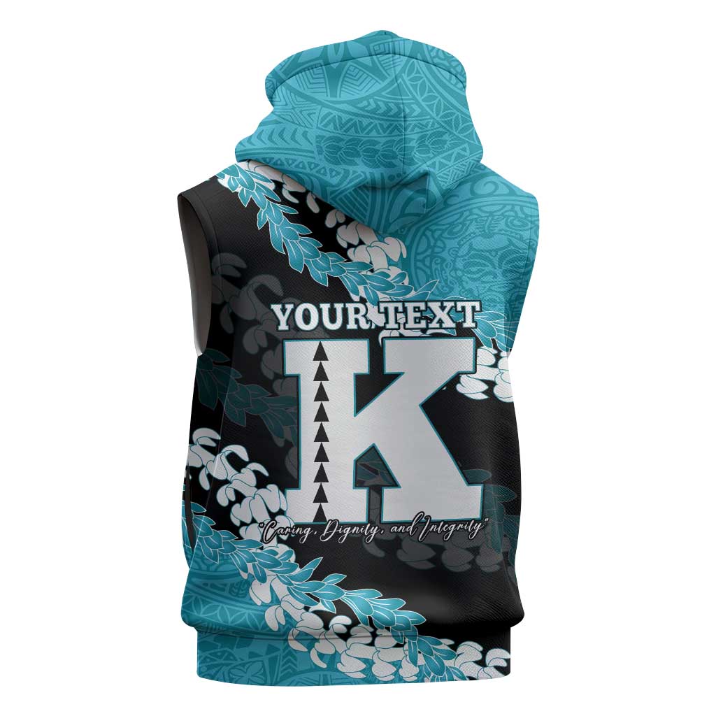 Personalized Kapolei Hawaii High School Sleeveless Zip Hoodie Puakenikeni Lei Hawaiian Pattern LT14 - Polynesian Pride