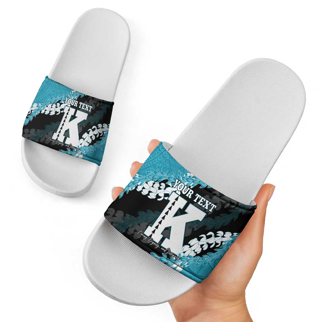Personalized Kapolei Hawaii High School Slide Sandals Puakenikeni Lei Hawaiian Pattern LT14 - Polynesian Pride