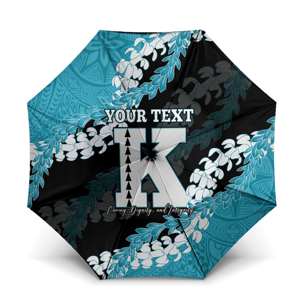 Personalized Kapolei Hawaii High School Umbrella Puakenikeni Lei Hawaiian Pattern LT14 One Size Folded 11.42 inch Opened Diameter 37.4 inch Teal - Polynesian Pride