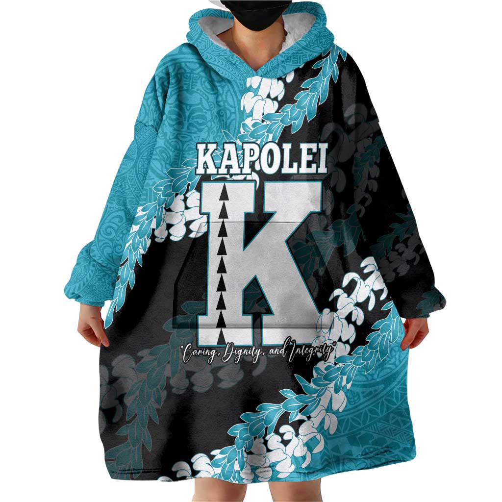 Personalized Kapolei Hawaii High School Wearable Blanket Hoodie Puakenikeni Lei Hawaiian Pattern LT14 - Polynesian Pride