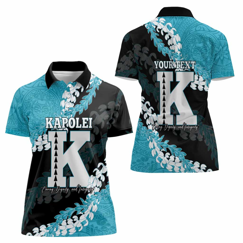 Personalized Kapolei Hawaii High School Women Polo Shirt Puakenikeni Lei Hawaiian Pattern - Polynesian Pride