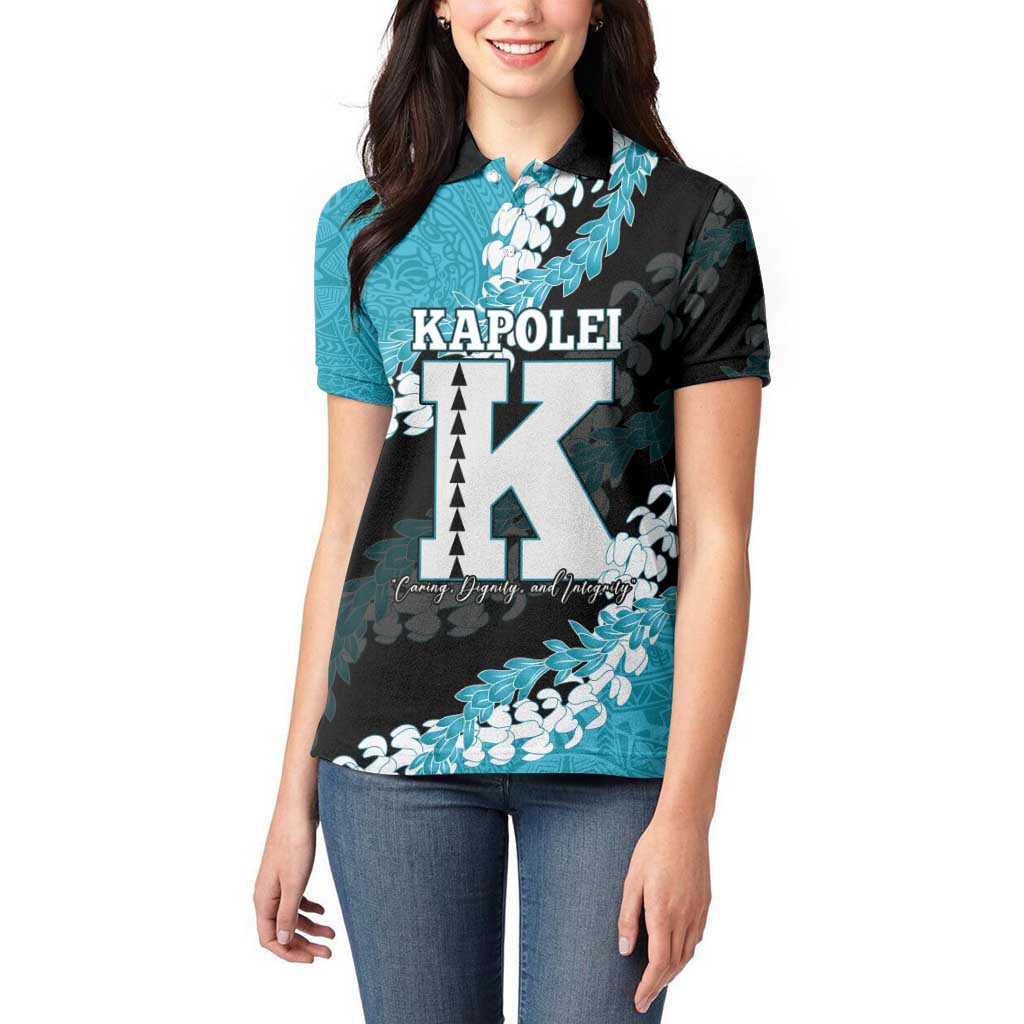 Personalized Kapolei Hawaii High School Women Polo Shirt Puakenikeni Lei Hawaiian Pattern - Polynesian Pride
