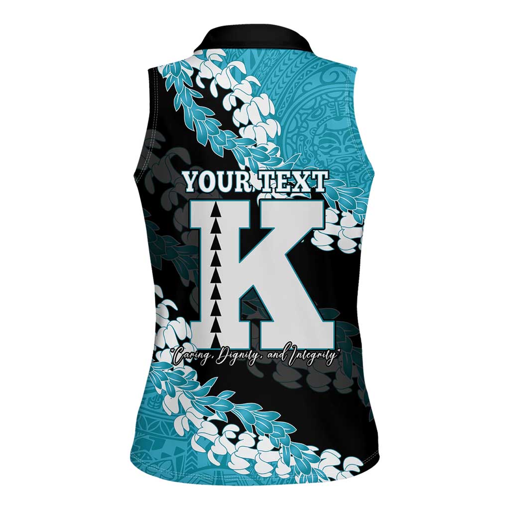 Personalized Kapolei Hawaii High School Women Sleeveless Polo Shirt Puakenikeni Lei Hawaiian Pattern LT14 - Polynesian Pride