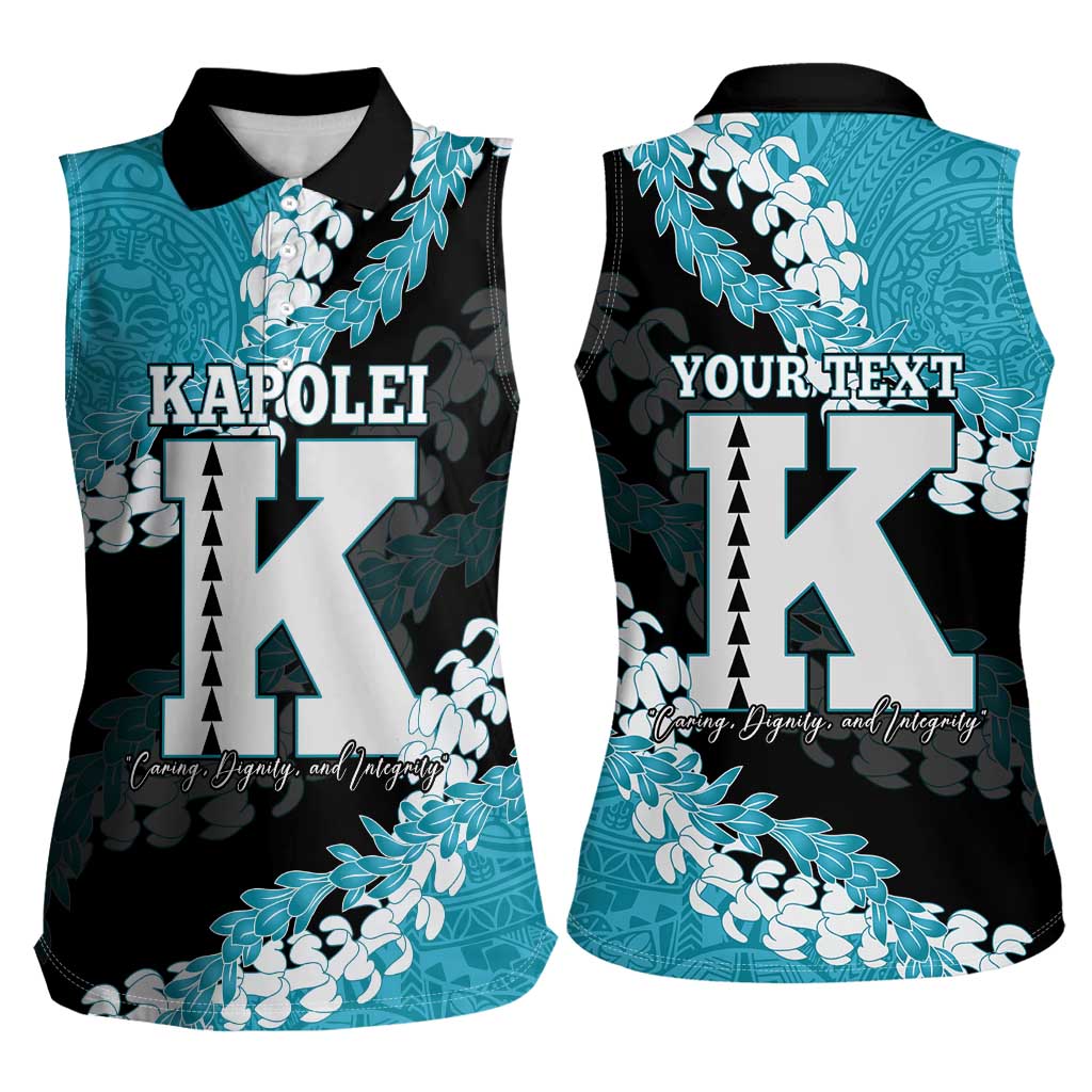 Personalized Kapolei Hawaii High School Women Sleeveless Polo Shirt Puakenikeni Lei Hawaiian Pattern LT14 - Polynesian Pride