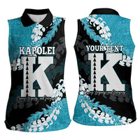 Personalized Kapolei Hawaii High School Women Sleeveless Polo Shirt Puakenikeni Lei Hawaiian Pattern LT14 - Polynesian Pride