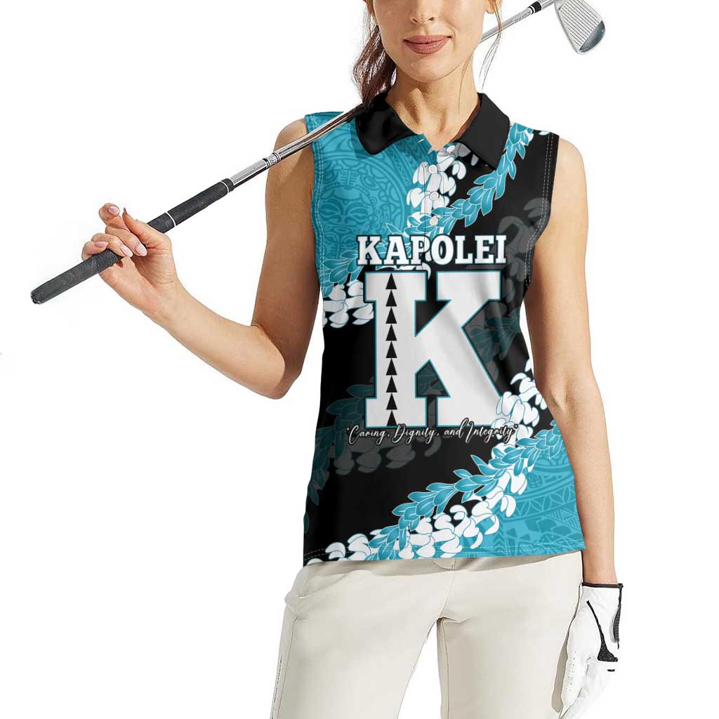 Personalized Kapolei Hawaii High School Women Sleeveless Polo Shirt Puakenikeni Lei Hawaiian Pattern LT14 - Polynesian Pride