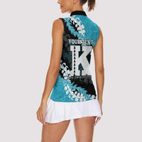 Personalized Kapolei Hawaii High School Women Sleeveless Polo Shirt Puakenikeni Lei Hawaiian Pattern LT14 - Polynesian Pride
