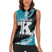 Personalized Kapolei Hawaii High School Women Sleeveless Polo Shirt Puakenikeni Lei Hawaiian Pattern LT14 - Polynesian Pride