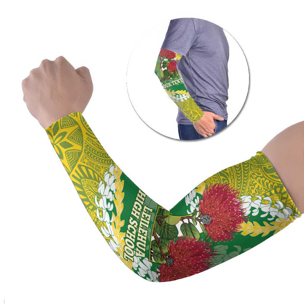 Personalized Leilehua Hawaii High School Arm Sleeves Puakenikeni Lei Hawaiian Pattern - Polynesian Pride