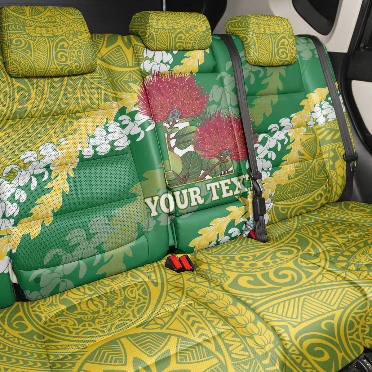 Personalized Leilehua Hawaii High School Back Car Seat Cover Puakenikeni Lei Hawaiian Pattern - Polynesian Pride