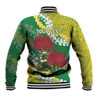 Personalized Leilehua Hawaii High School Baseball Jacket Puakenikeni Lei Hawaiian Pattern LT14 - Polynesian Pride