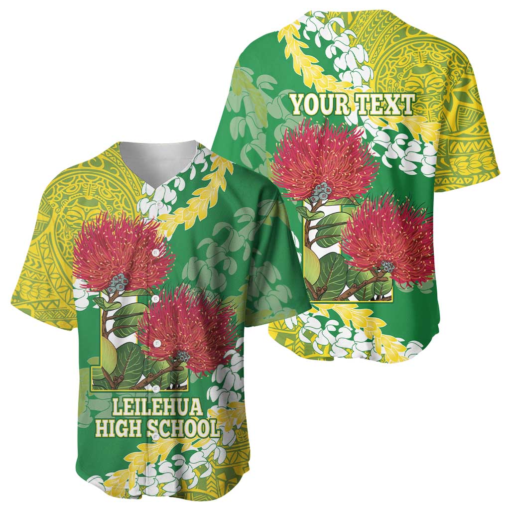 Personalized Leilehua Hawaii High School Baseball Jersey Puakenikeni Lei Hawaiian Pattern LT14 - Polynesian Pride