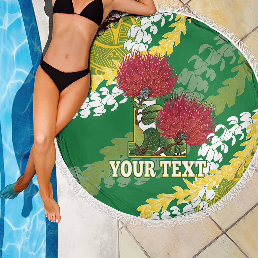 Personalized Leilehua Hawaii High School Beach Blanket Puakenikeni Lei Hawaiian Pattern - Polynesian Pride