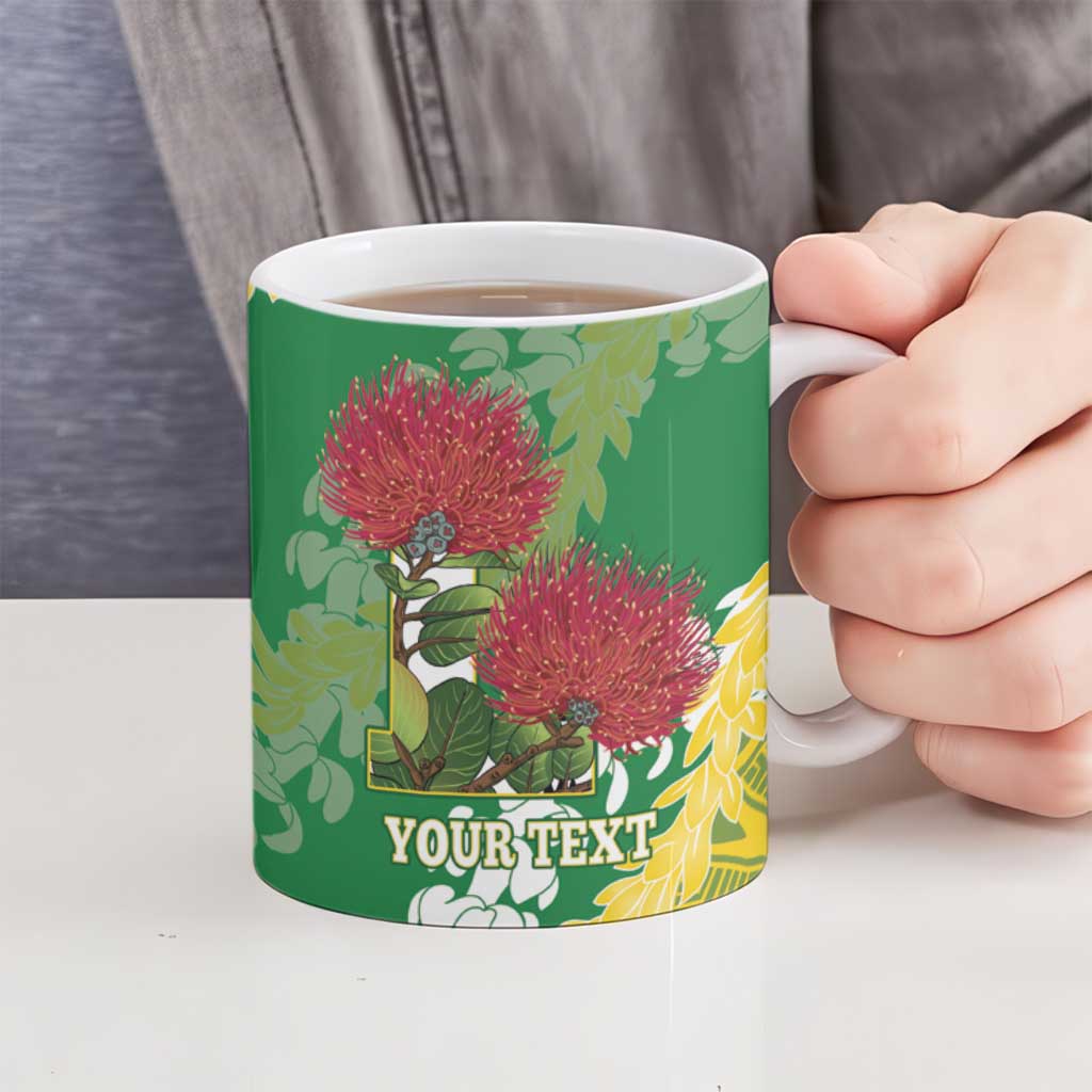Personalized Leilehua Hawaii High School Ceramic Mug Puakenikeni Lei Hawaiian Pattern - Polynesian Pride