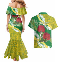 Personalized Leilehua Hawaii High School Couples Matching Mermaid Dress and Hawaiian Shirt Puakenikeni Lei Hawaiian Pattern - Polynesian Pride