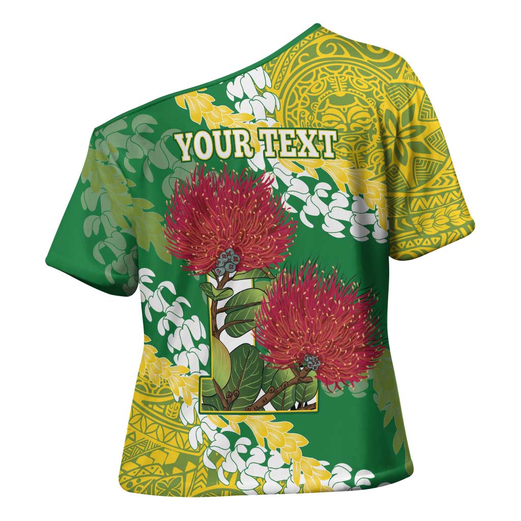 Personalized Leilehua Hawaii High School Cross Shoulder Shirt Puakenikeni Lei Hawaiian Pattern LT14 - Polynesian Pride